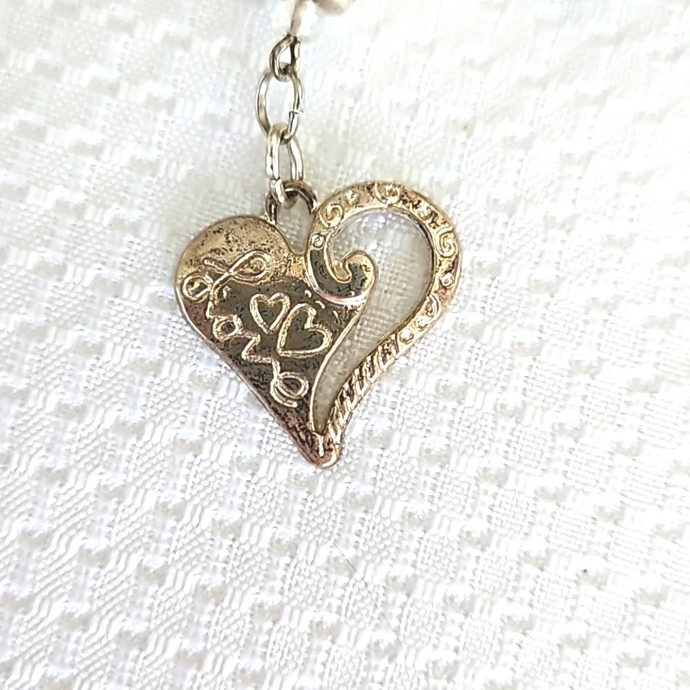 Faith And Love Silver Toned Cross And Heart Keychain Keyring Handmade